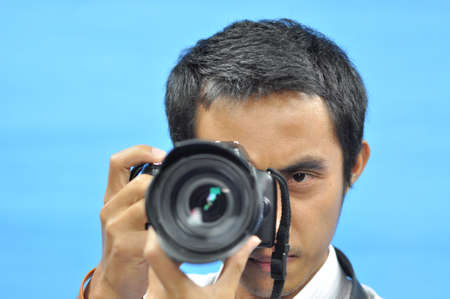 Man to taking a pictureの写真素材