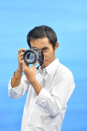 Man to taking a pictureの写真素材