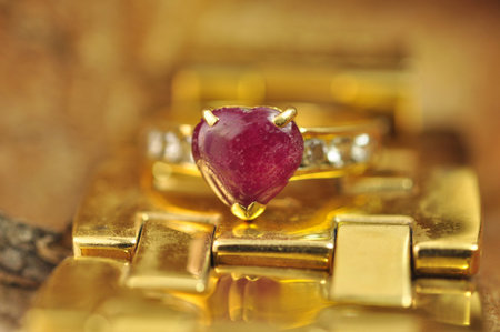 gold ring with pink pebble