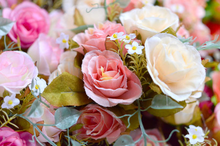 handmade sewing flowersの写真素材