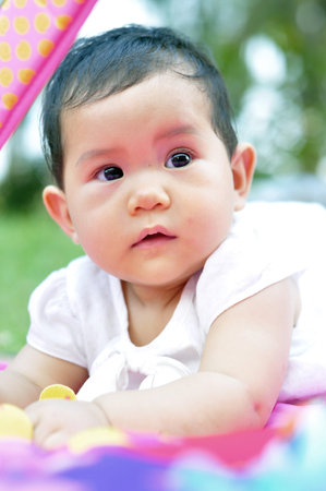Cute baby looking up