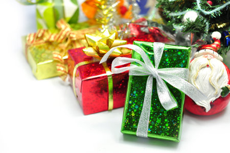 Gift boxes on white の写真素材