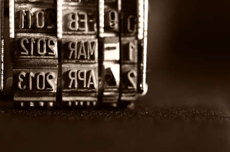 stamp on wooden tableの写真素材