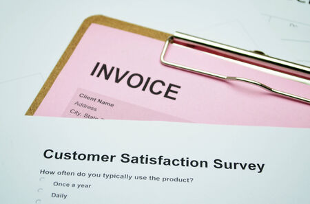 Business Document Invoice and Customer service surveの写真素材