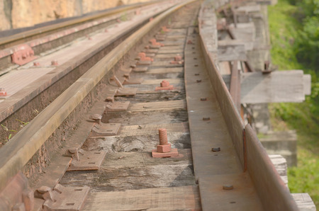 Death railway beside cliffの写真素材