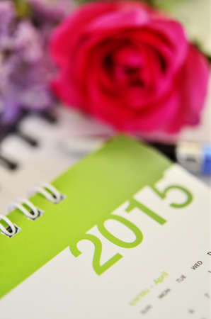 calendar of 2015 with a flowerの写真素材