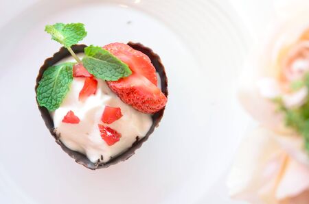 Full Heart Chocolate Cup Cakeの写真素材