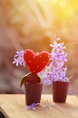 Valentines Day background with hearts made with vintage filterの写真素材