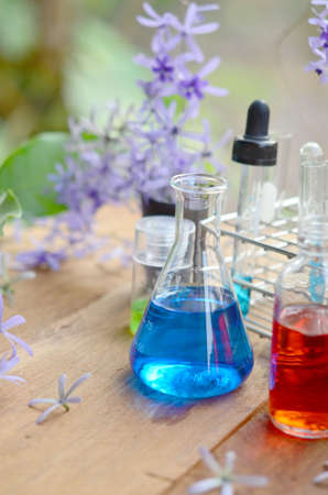 test tube with flower for test perfumeの写真素材