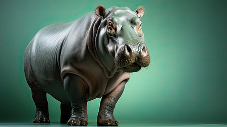 Hippo side view isolate on white background Generative AIの素材