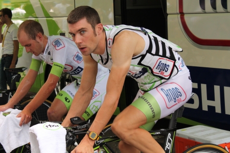 Liège, Belgium, 30 june 2012: Tour de France riders warming-up for Prologue のeditorial素材