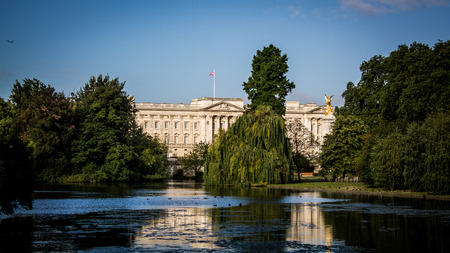 London, United Kingdom - 31 August 2013 - Buckingham Palace seen from St  James Parkのeditorial素材