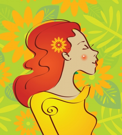 Beautiful woman with a flowersのイラスト素材