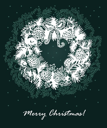 Greeting card with Christmas wreathのイラスト素材
