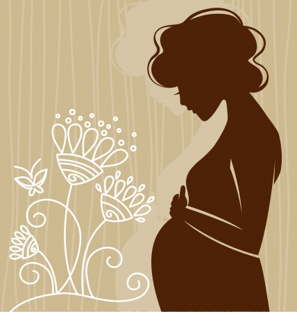 Pregnant woman in flowers 	のイラスト素材