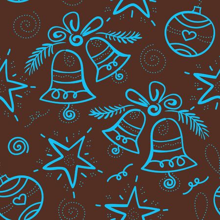 Christmas seamless pattern with snowflake, bell, star, element for design のイラスト素材