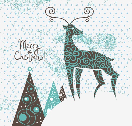 Christmas background with deerのイラスト素材
