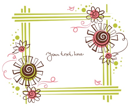 Floral background with cartoon birds のイラスト素材