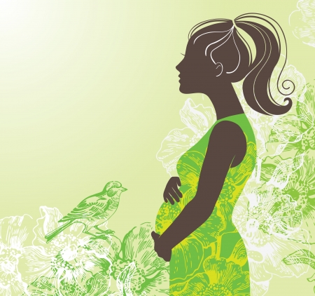 Silhouette of pregnant woman のイラスト素材