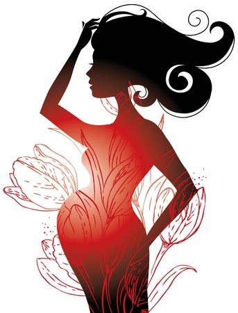 Silhouette of pregnant woman のイラスト素材