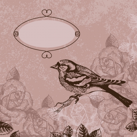Floral background with birdのイラスト素材