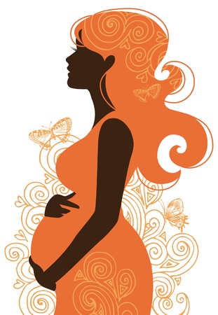 Silhouette of pregnant womanのイラスト素材