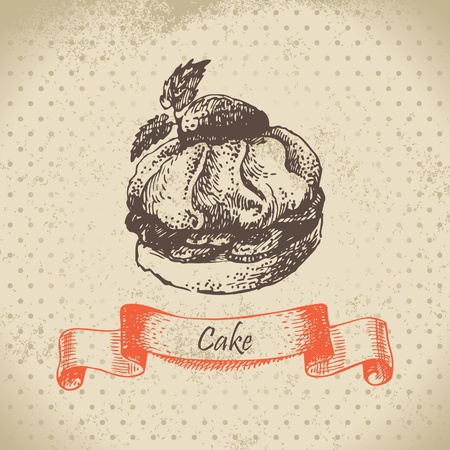 Cake. Hand drawn illustrationのイラスト素材