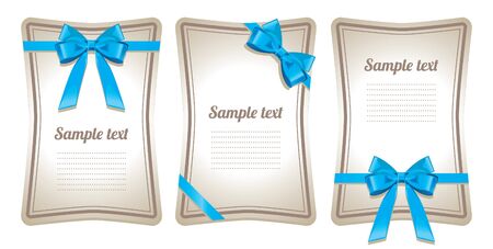 Set of card note with gift bowsのイラスト素材