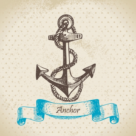 Anchor. Hand drawn illustrationのイラスト素材