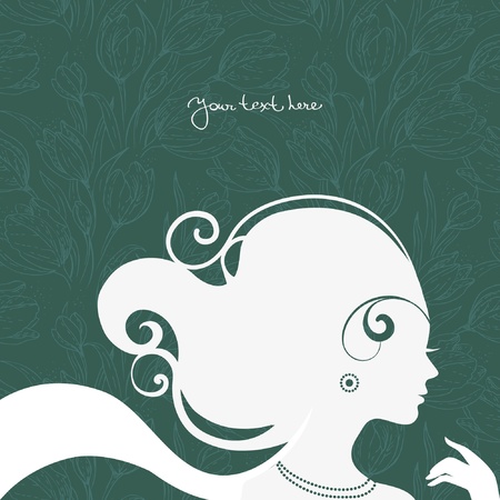 Background with beautiful girl silhouette のイラスト素材