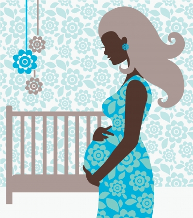 Silhouette of pregnant woman のイラスト素材