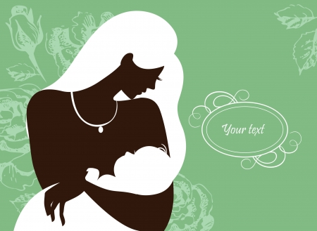 Beautiful mother silhouette with baby のイラスト素材