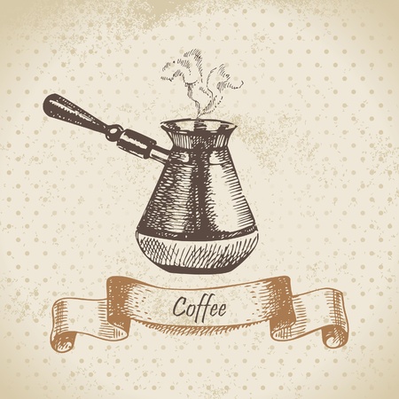 Coffee pot. Hand drawn illustrationのイラスト素材
