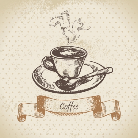 Cup of coffee. Hand drawn illustrationのイラスト素材