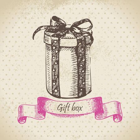 Gift box. Hand drawn illustrationのイラスト素材