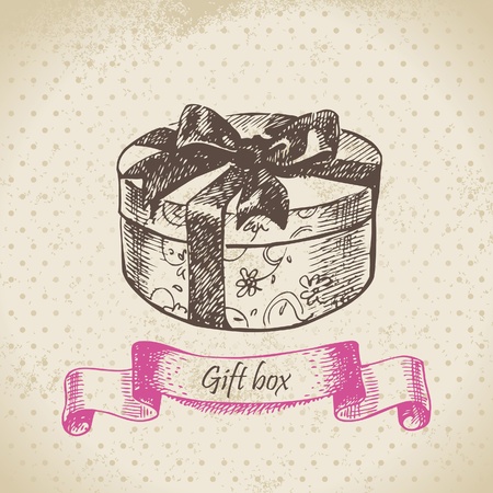 Gift box. Hand drawn illustrationのイラスト素材