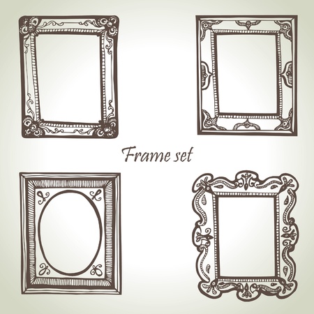 Frame set. Hand drawn illustrationsのイラスト素材