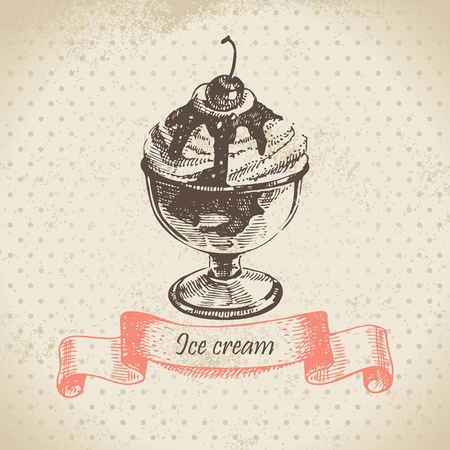 Ice cream, hand drawn illustrationのイラスト素材