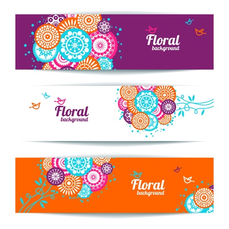 Banners of abstract floral background のイラスト素材