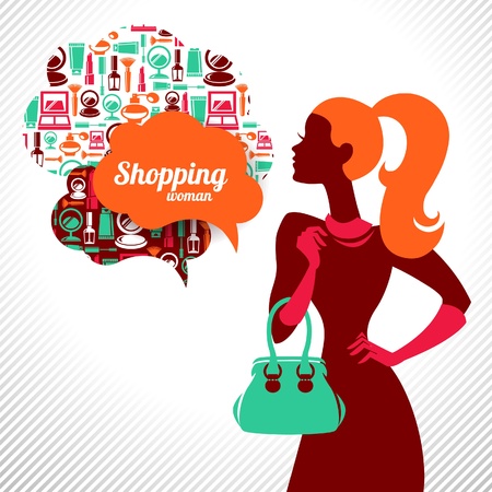 Shopping woman. Elegant stylish design	のイラスト素材