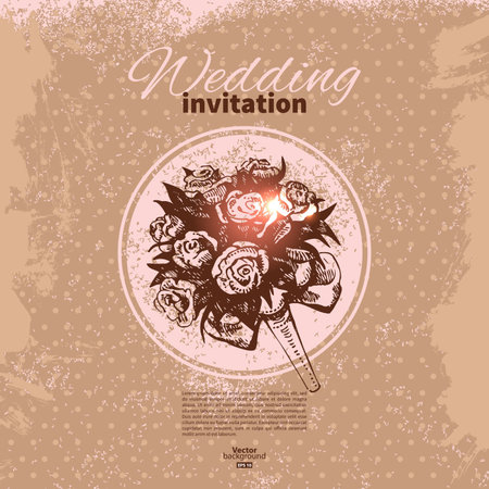 Wedding invitation  Vintage hand drawn backgroundのイラスト素材