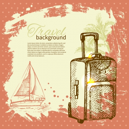 Travel hand drawn vintage tropical design. Splash blob retro backgroundのイラスト素材
