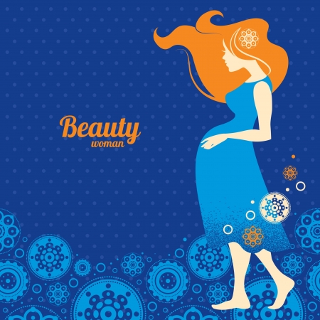 Background with silhouette of pregnant woman のイラスト素材