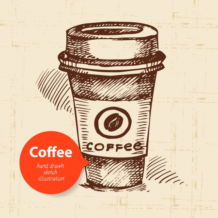 Hand drawn vintage coffee backgroundのイラスト素材