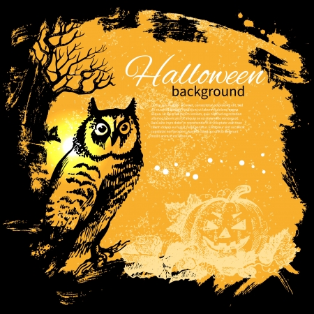 Halloween background. Hand drawn illustrationのイラスト素材