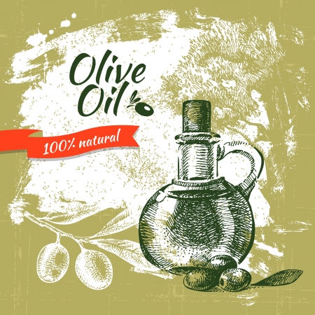 Vintage olive background. Hand drawn illustrationのイラスト素材