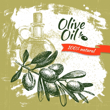 Vintage olive background. Hand drawn illustrationのイラスト素材