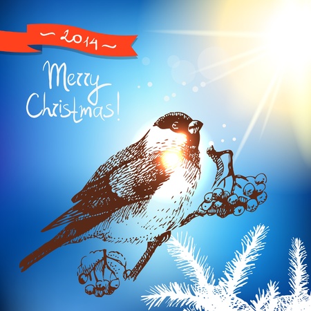 Christmas background with hand drawn illustrationのイラスト素材