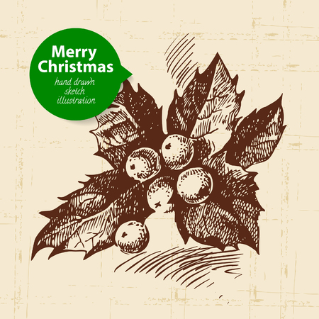 Christmas background with hand drawn illustration	のイラスト素材