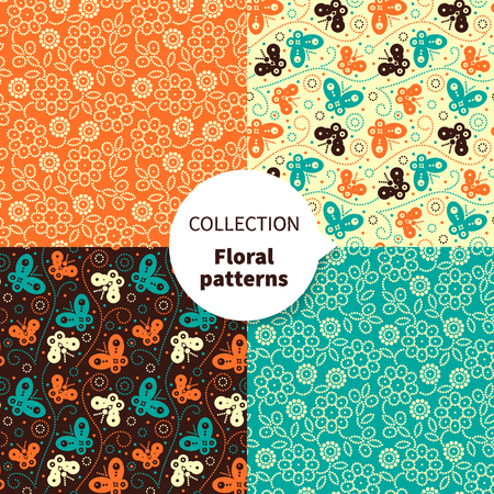 Seamless vector floral pattern set のイラスト素材